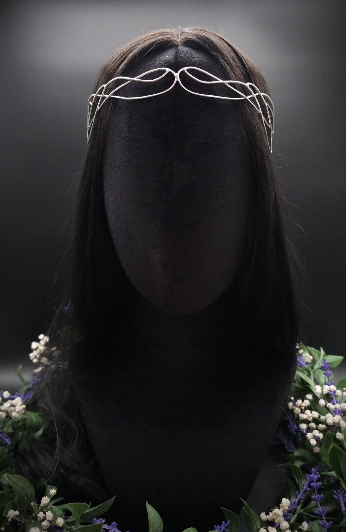 Versilbertes Elfen-Diadem "Nanvé" ~ Draht Tiara im Art Nouveau Design ~ Größenverstellbar ~ Accessoire für LARP, Cosplay und Hochzeiten