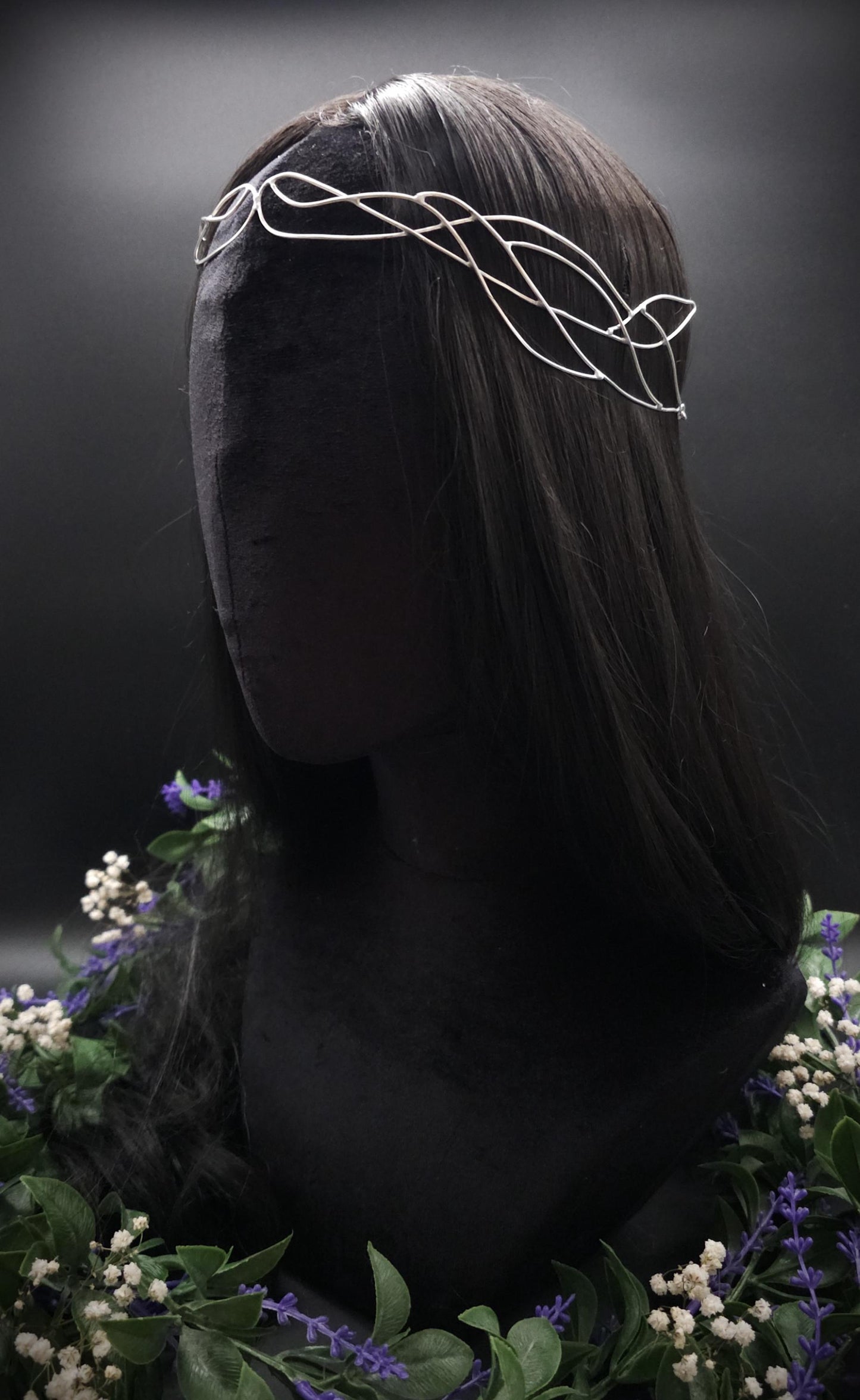 Versilbertes Elfen-Diadem "Nanvé" ~ Draht Tiara im Art Nouveau Design ~ Größenverstellbar ~ Accessoire für LARP, Cosplay und Hochzeiten