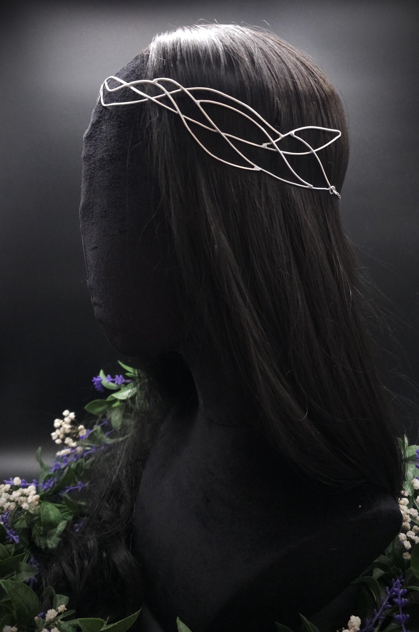Versilbertes Elfen-Diadem "Nanvé" ~ Draht Tiara im Art Nouveau Design ~ Größenverstellbar ~ Accessoire für LARP, Cosplay und Hochzeiten