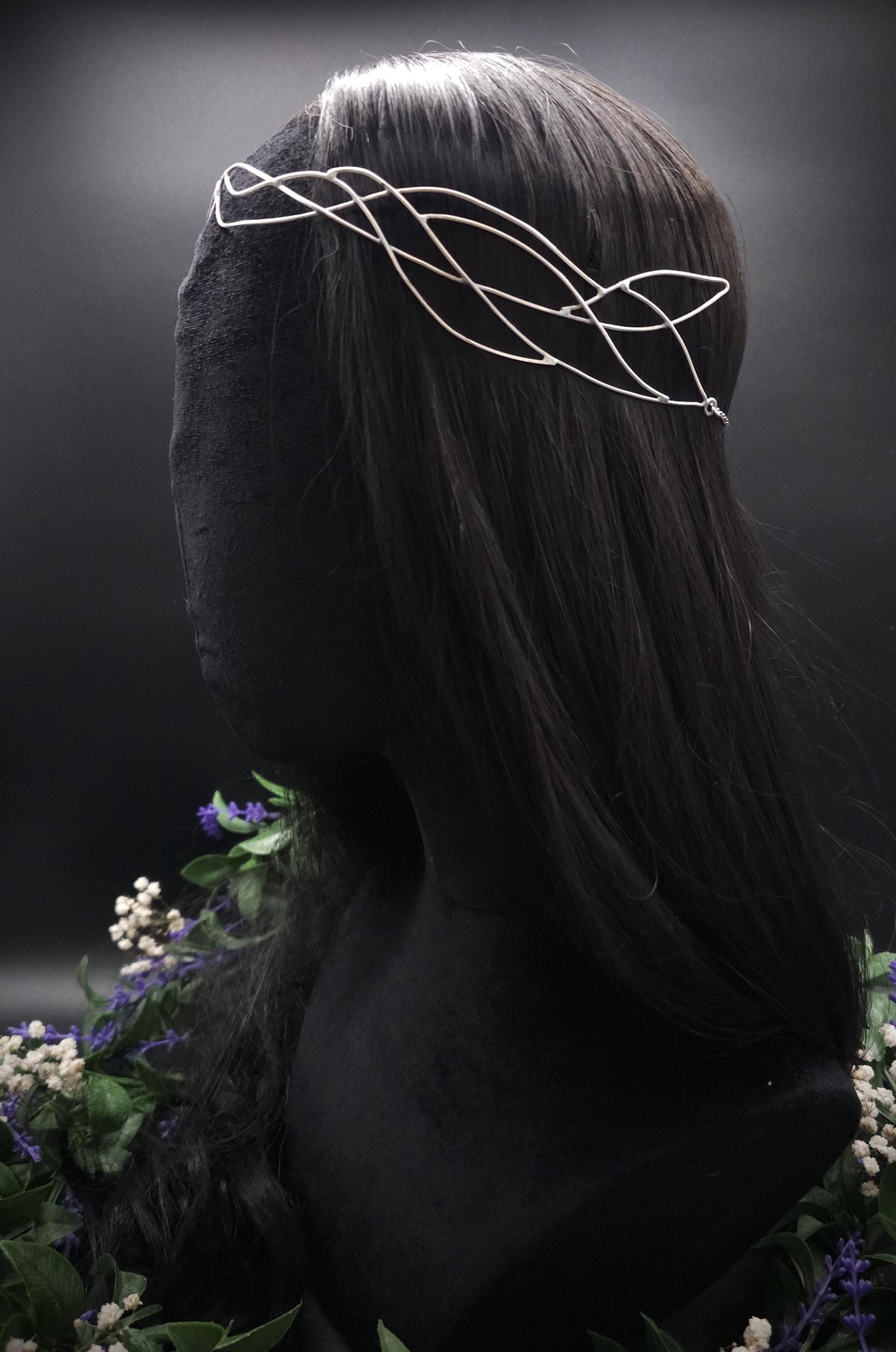 Versilbertes Elfen-Diadem "Nanvé" ~ Draht Tiara im Art Nouveau Design ~ Größenverstellbar ~ Accessoire für LARP, Cosplay und Hochzeiten