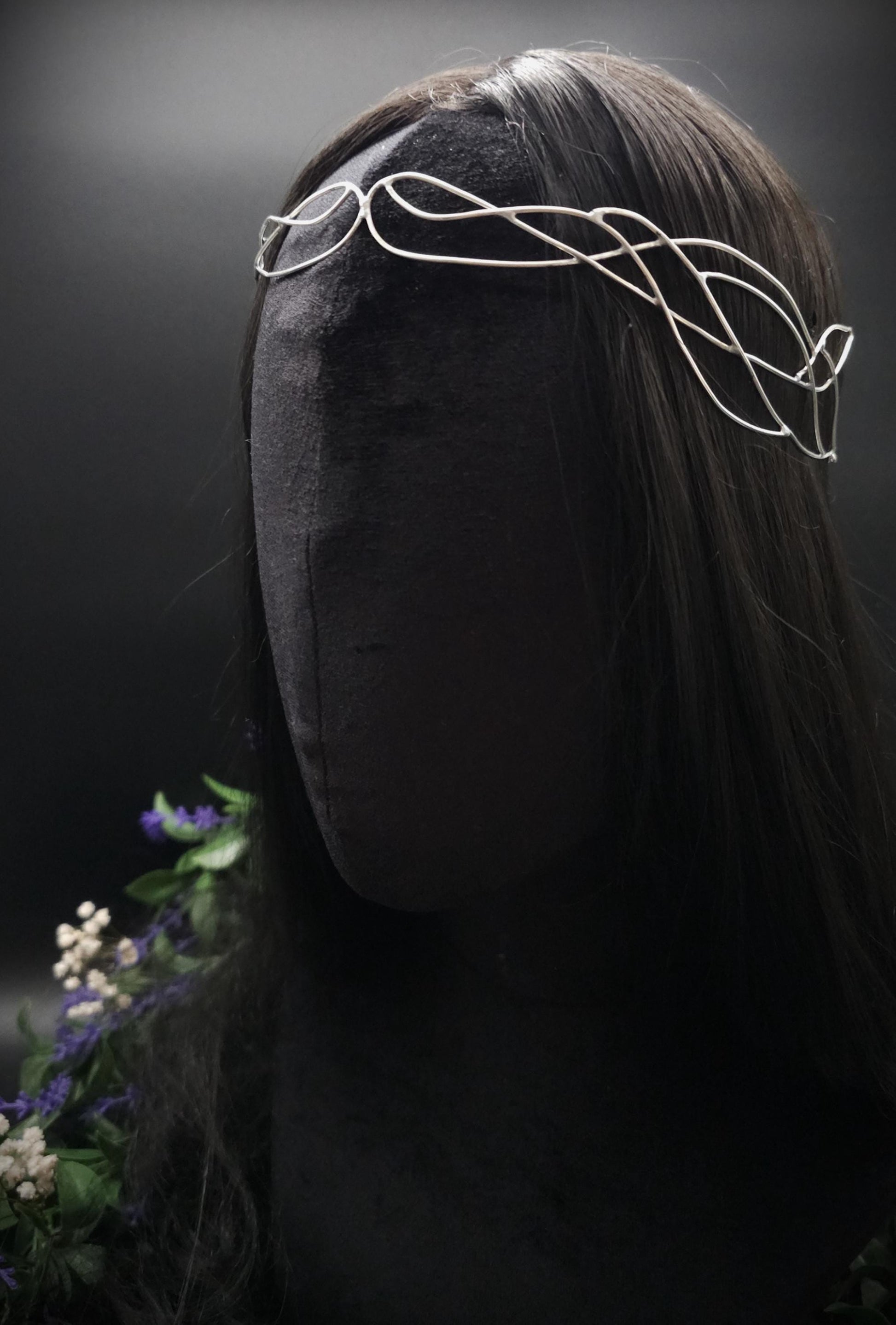 Versilbertes Elfen-Diadem "Nanvé" ~ Draht Tiara im Art Nouveau Design ~ Größenverstellbar ~ Accessoire für LARP, Cosplay und Hochzeiten