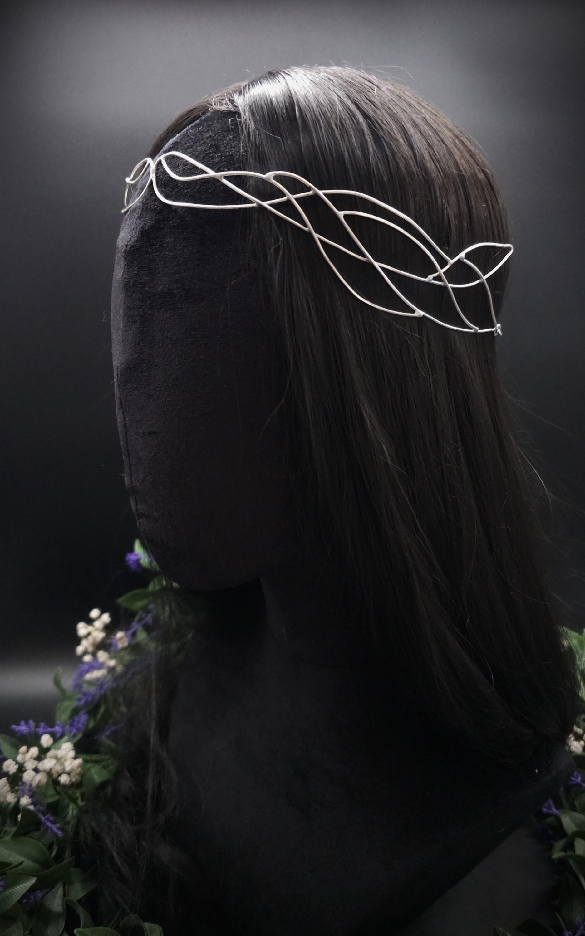 Versilbertes Elfen-Diadem "Nanvé" ~ Draht Tiara im Art Nouveau Design ~ Größenverstellbar ~ Accessoire für LARP, Cosplay und Hochzeiten