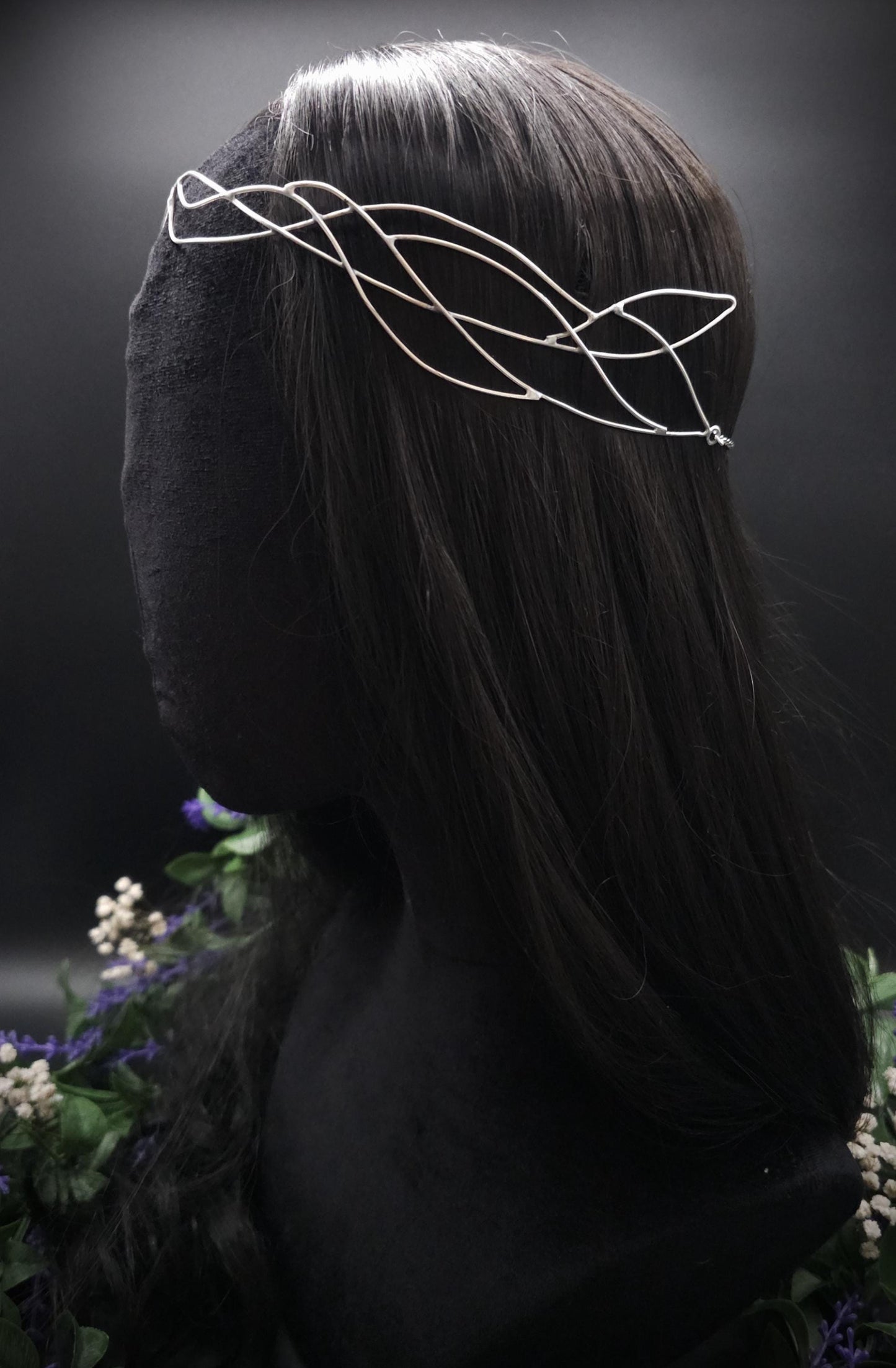 Versilbertes Elfen-Diadem "Nanvé" ~ Draht Tiara im Art Nouveau Design ~ Größenverstellbar ~ Accessoire für LARP, Cosplay und Hochzeiten