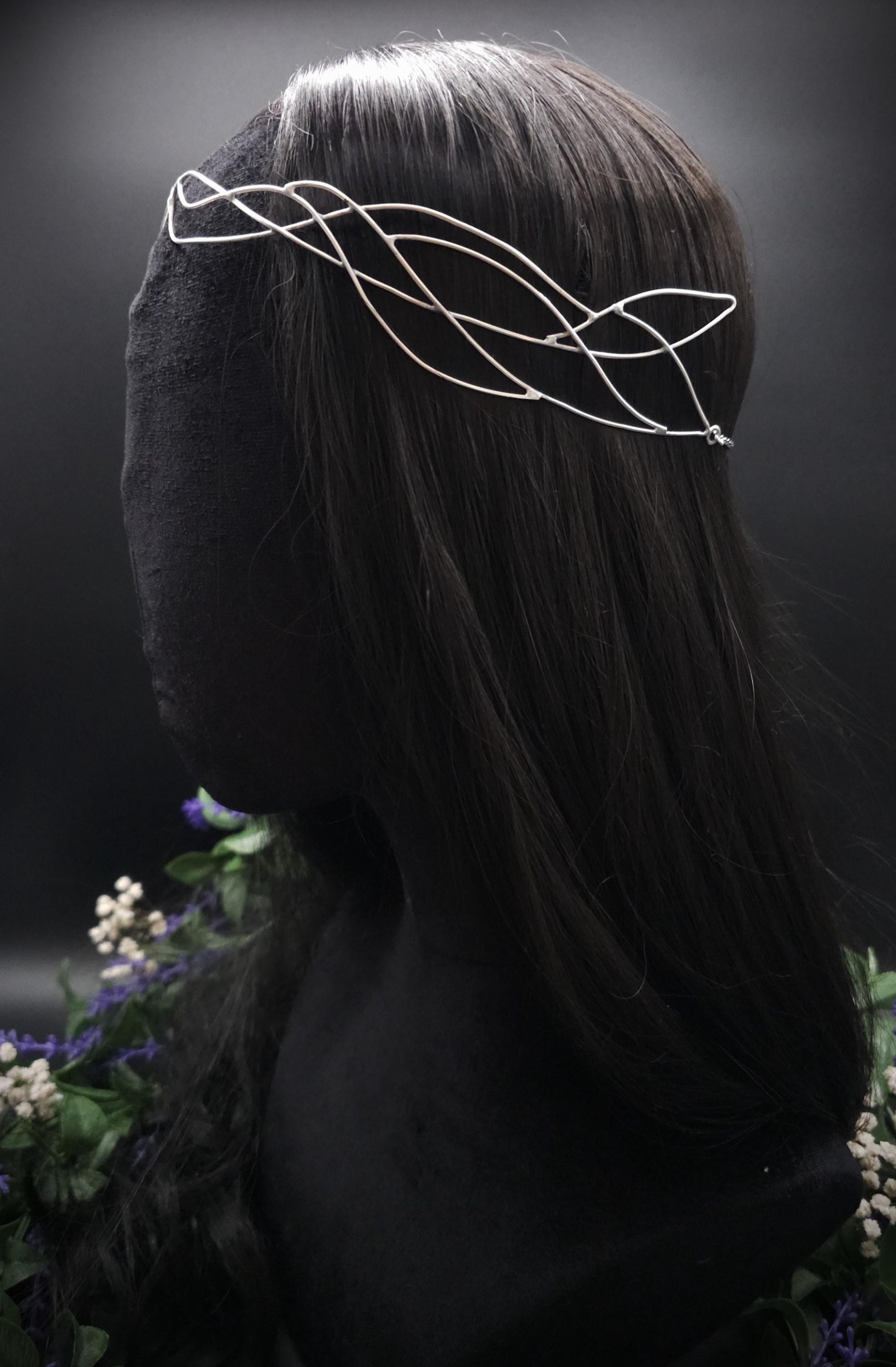Versilbertes Elfen-Diadem "Nanvé" ~ Draht Tiara im Art Nouveau Design ~ Größenverstellbar ~ Accessoire für LARP, Cosplay und Hochzeiten
