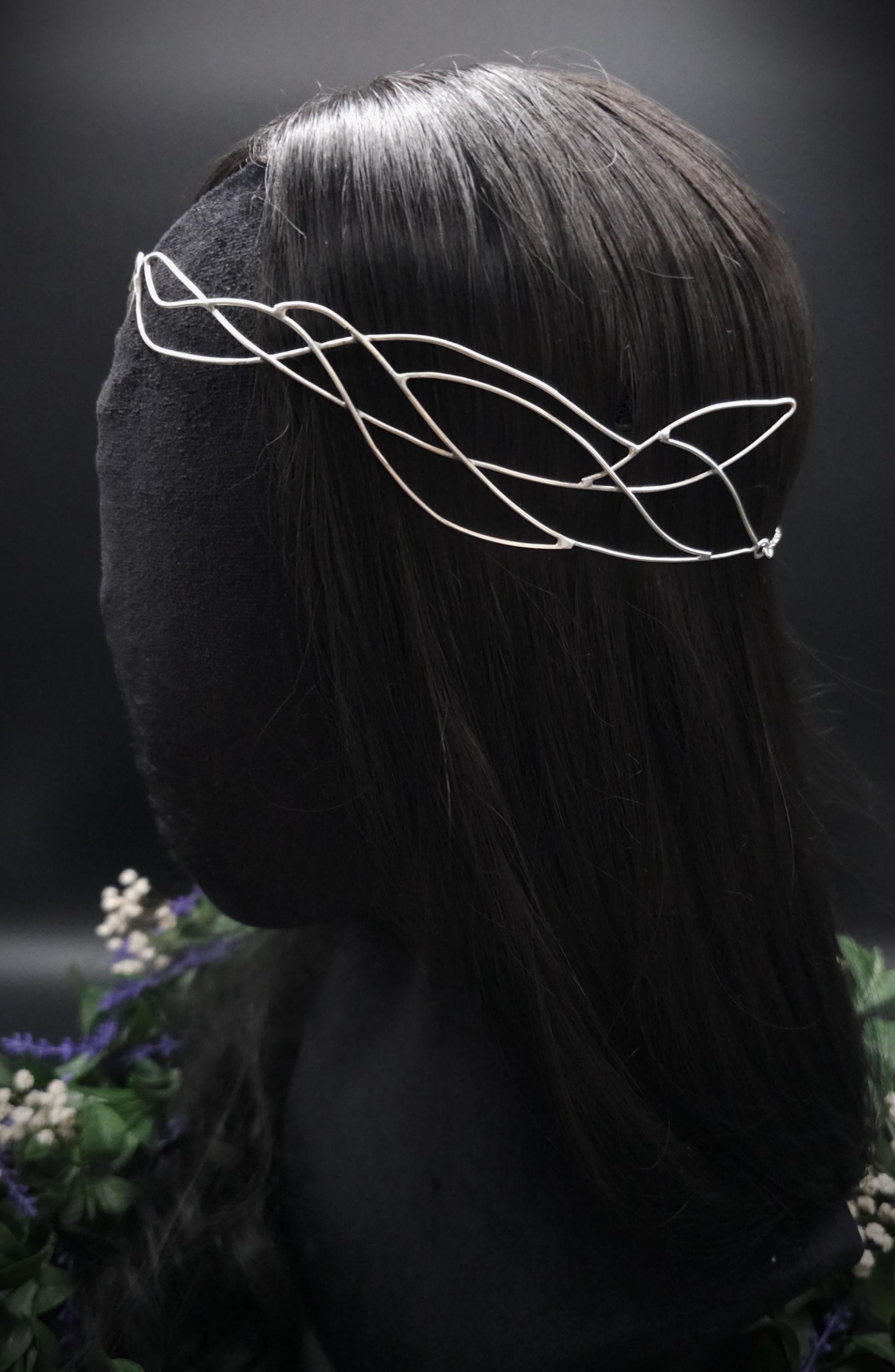 Versilbertes Elfen-Diadem "Nanvé" ~ Draht Tiara im Art Nouveau Design ~ Größenverstellbar ~ Accessoire für LARP, Cosplay und Hochzeiten