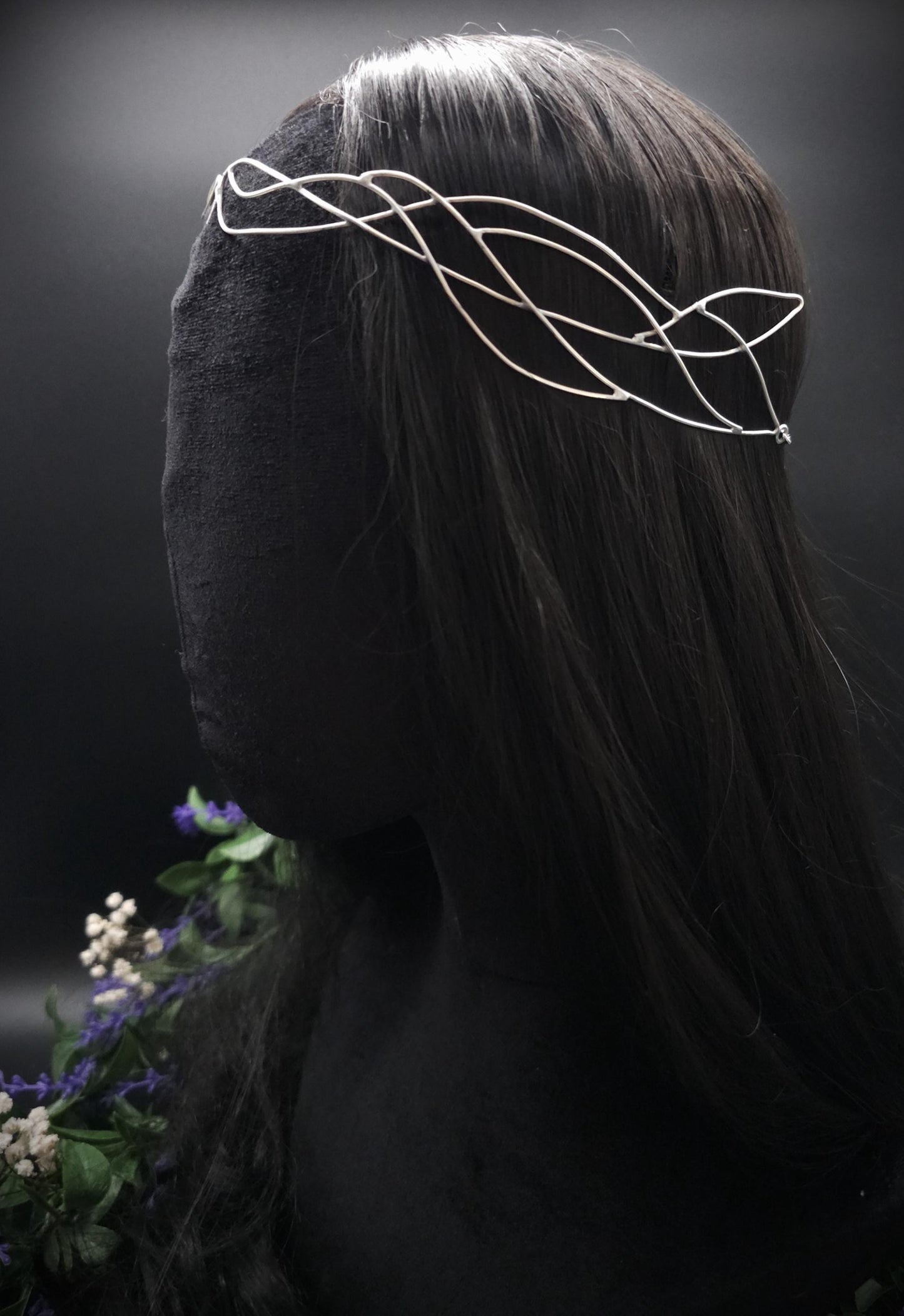 Versilbertes Elfen-Diadem "Nanvé" ~ Draht Tiara im Art Nouveau Design ~ Größenverstellbar ~ Accessoire für LARP, Cosplay und Hochzeiten