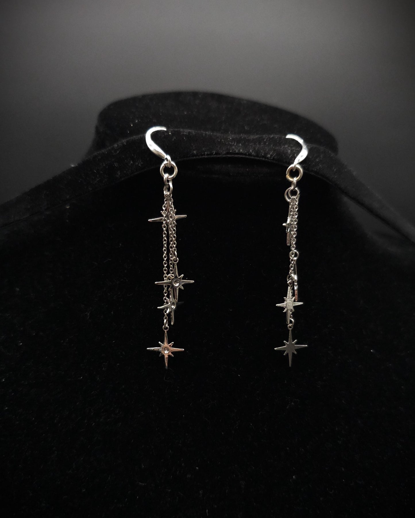 Kurze 925er Sterling Silber Stern-Ohrringe ~ Edelstahl Sterne ~ filigraner Ohrschmuck ~ Fantasy Ohrhaken