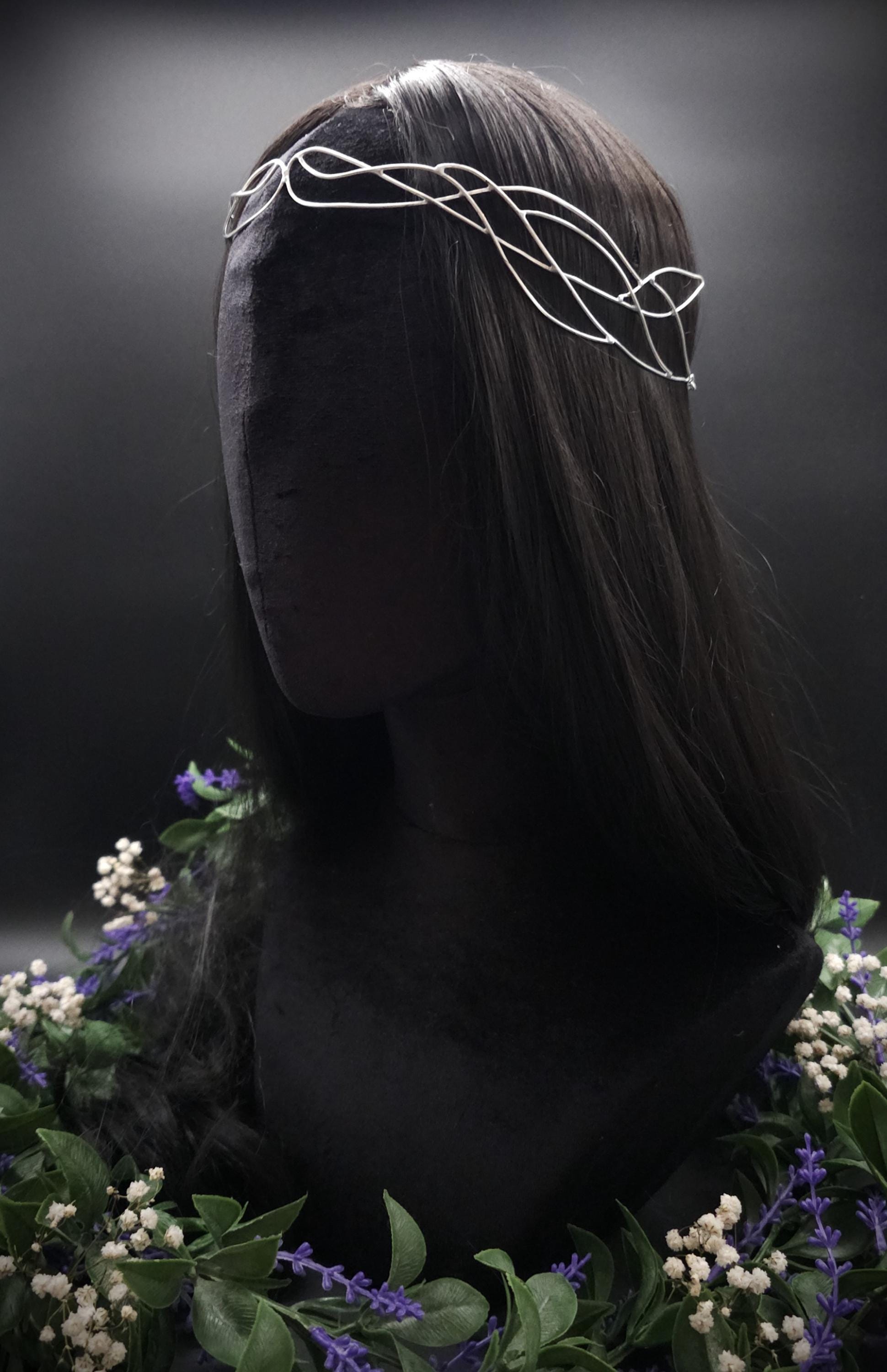 Versilbertes Elfen-Diadem "Nanvé" ~ Draht Tiara im Art Nouveau Design ~ Größenverstellbar ~ Accessoire für LARP, Cosplay und Hochzeiten