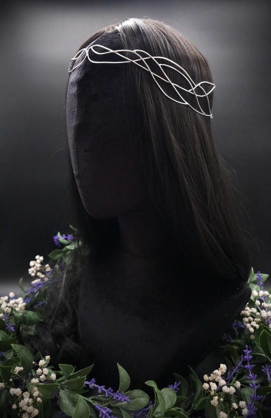 Versilbertes Elfen-Diadem "Nanvé" ~ Draht Tiara im Art Nouveau Design ~ Größenverstellbar ~ Accessoire für LARP, Cosplay und Hochzeiten