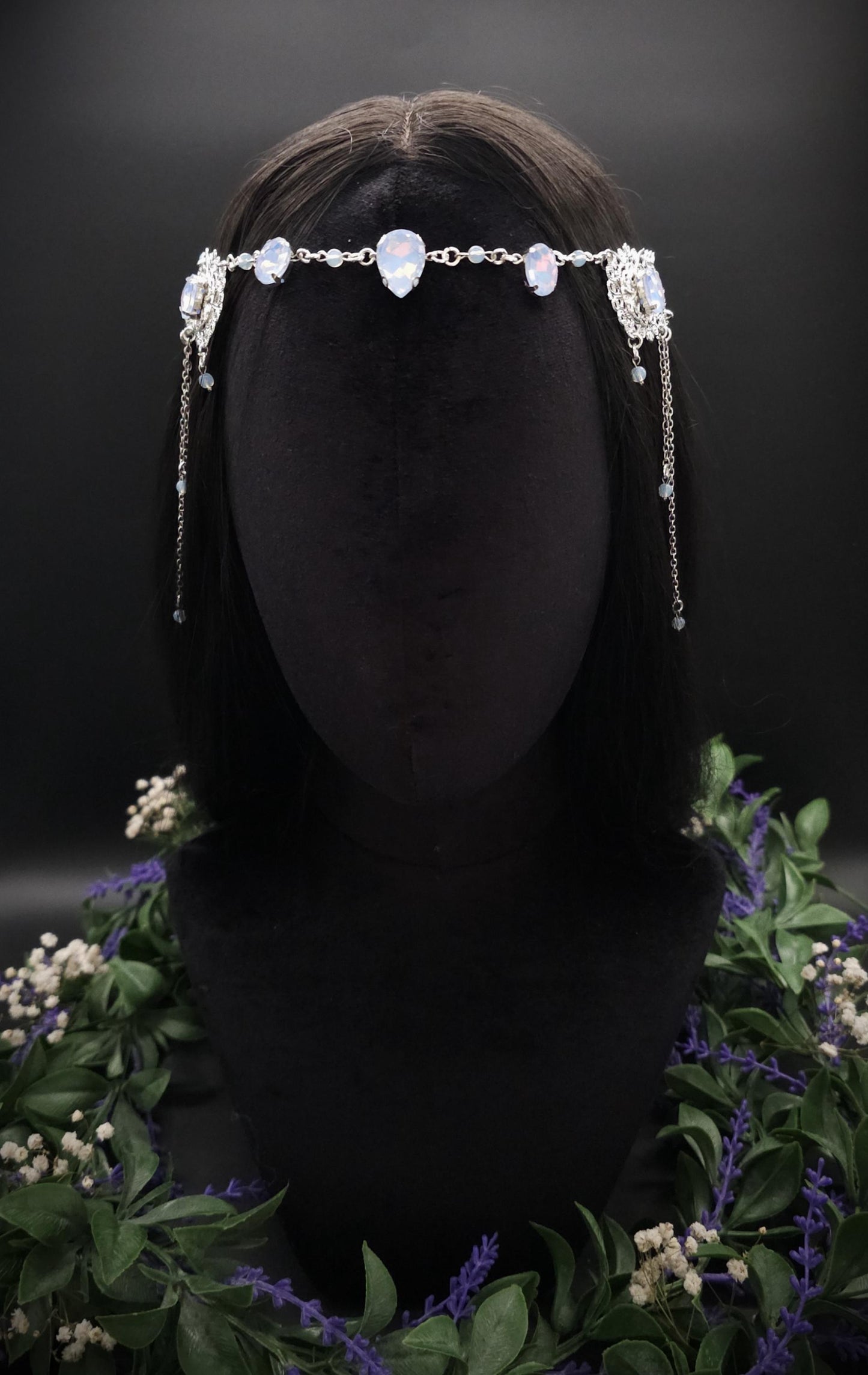 Opalith Headpiece ~ Collier 2-in-1 ~ Elfenkrone & Kette ~ Witchy Fantasy Schmuck ~ Filigranes Headpiece ~ Braut Schmuck ~ Größenverstellbar