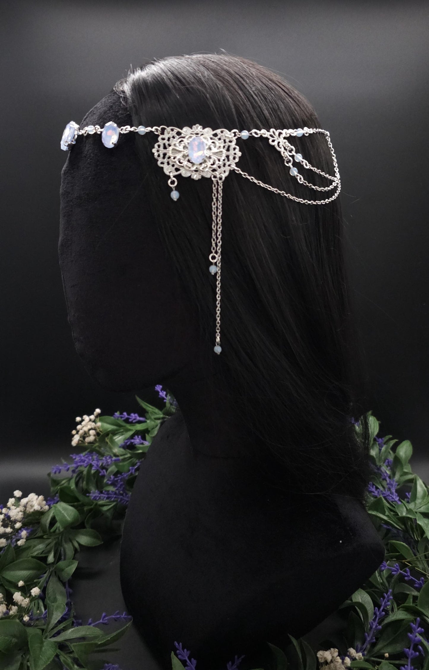 Opalith Headpiece ~ Collier 2-in-1 ~ Elfenkrone & Kette ~ Witchy Fantasy Schmuck ~ Filigranes Headpiece ~ Braut Schmuck ~ Größenverstellbar