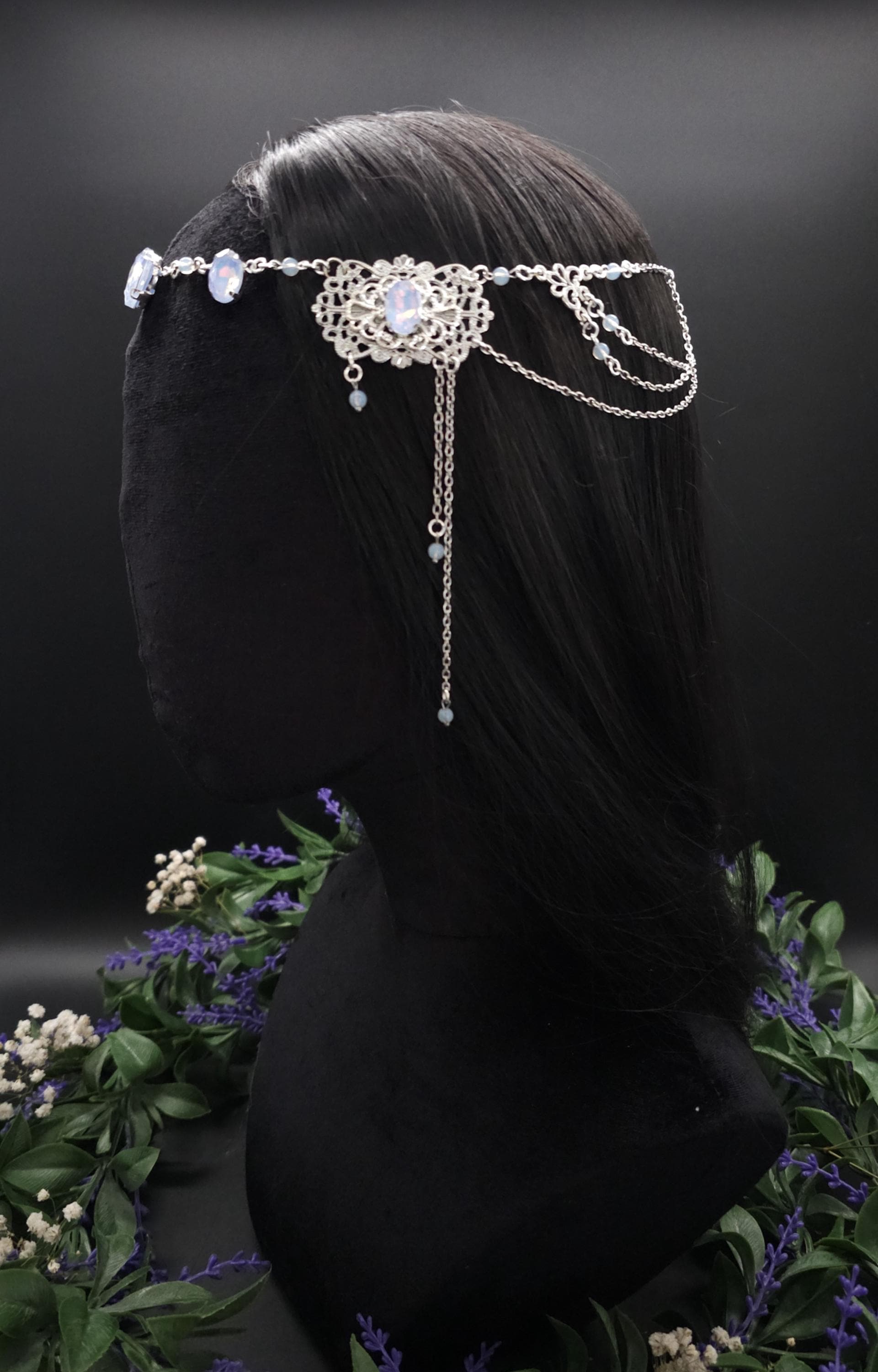 Opalith Headpiece ~ Collier 2-in-1 ~ Elfenkrone & Kette ~ Witchy Fantasy Schmuck ~ Filigranes Headpiece ~ Braut Schmuck ~ Größenverstellbar