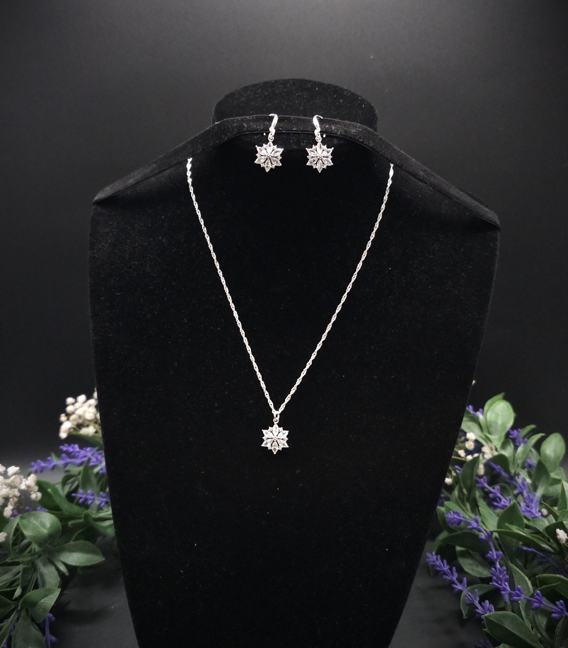 Zirkonia Schmuck-Set ~ 925er Sterling Silber Set ~ Geschenk ~ Sternenschmuck Geschenkidee