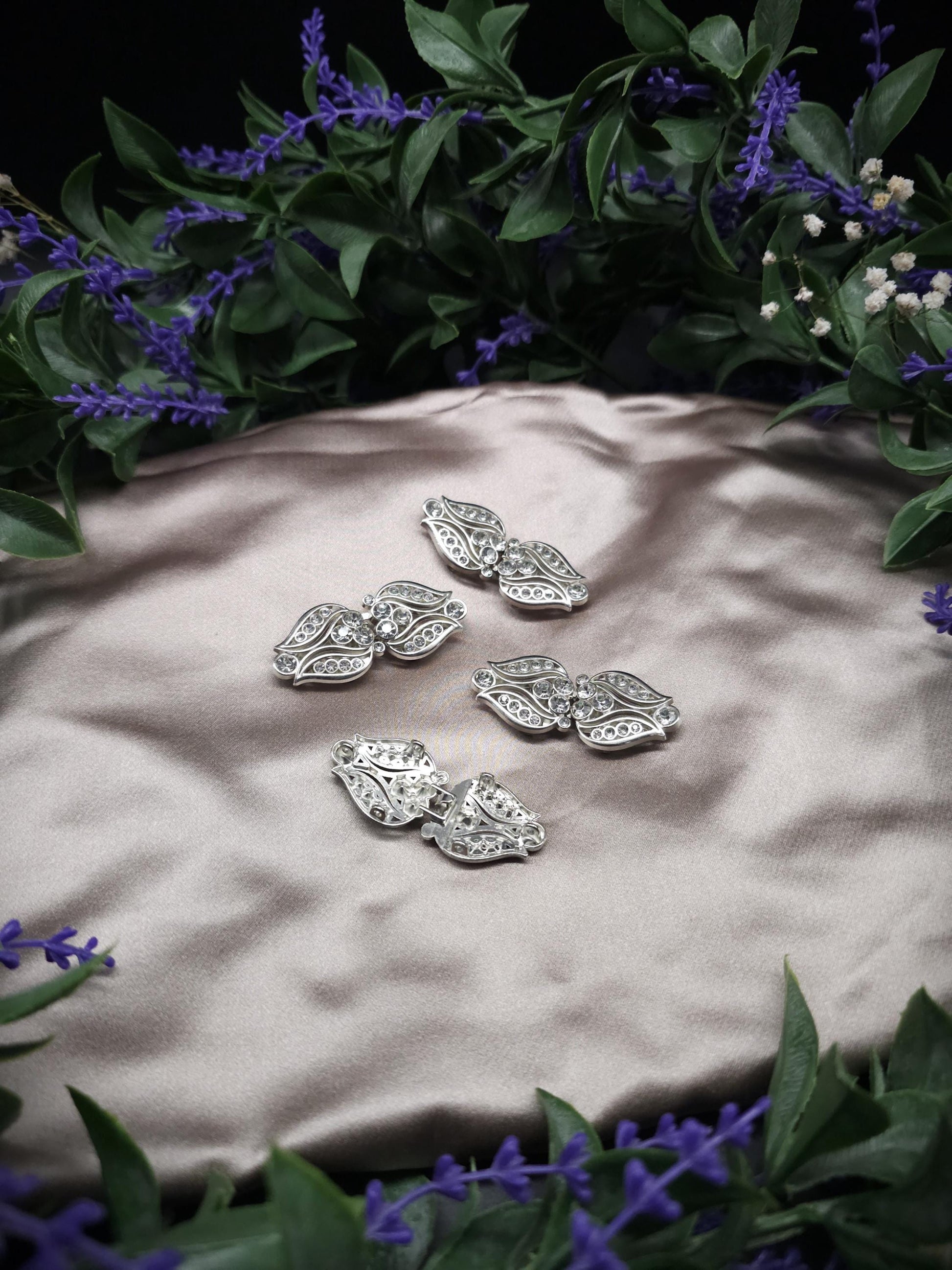 Vintage-Style Strass-Schließen ~ limitiert ~ Funkelnde Metallverschluss-Paare für DIY, Upcycling und Brautmode