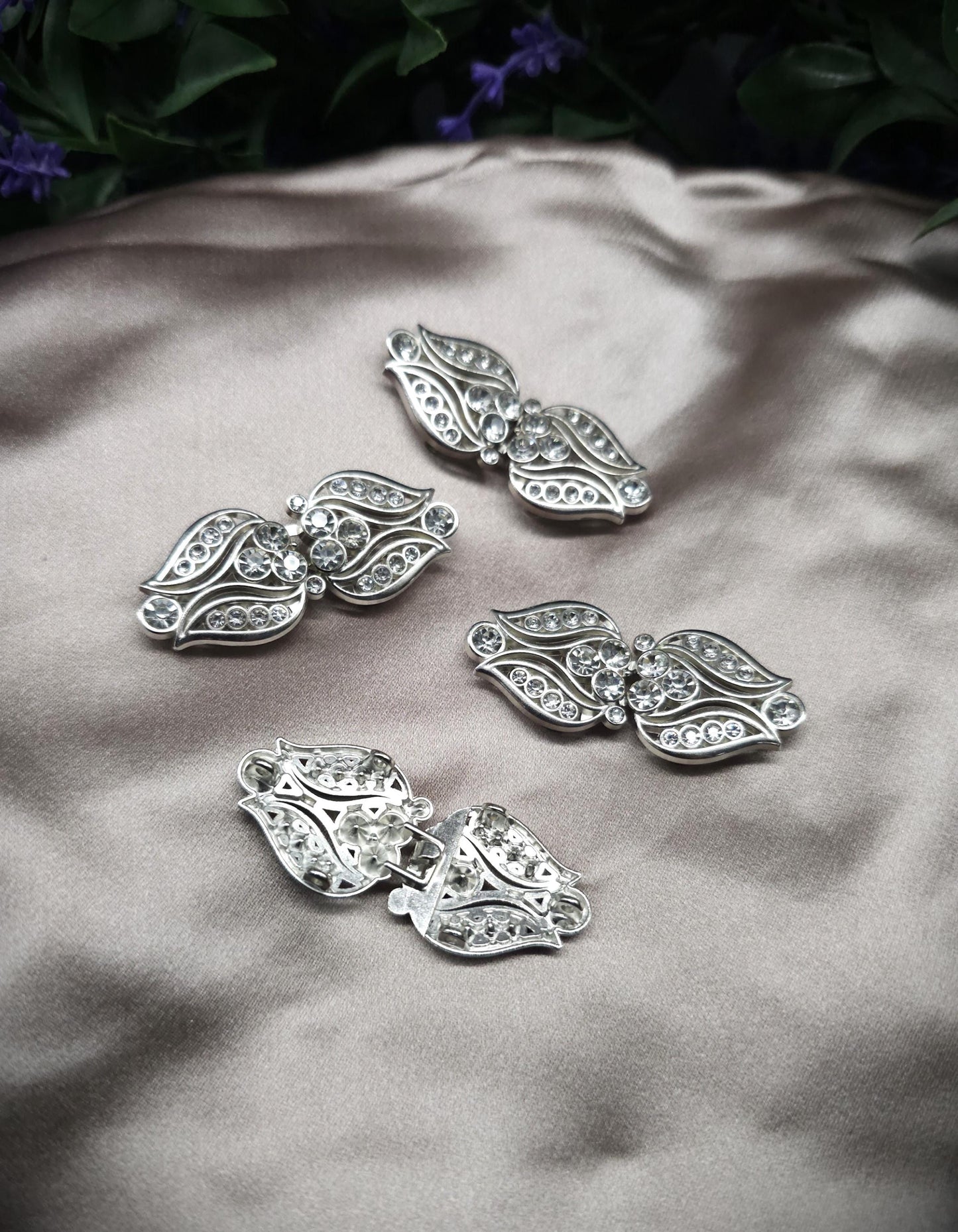 Vintage-Style Strass-Schließen ~ limitiert ~ Funkelnde Metallverschluss-Paare für DIY, Upcycling und Brautmode