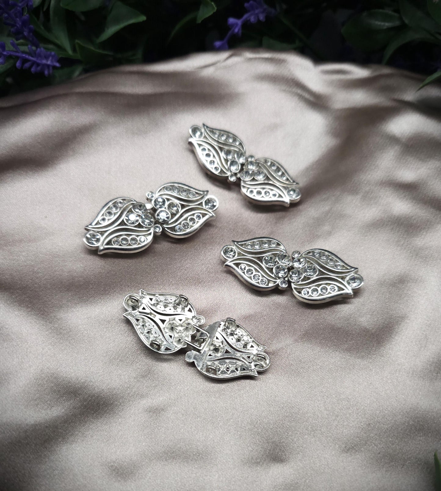 Vintage-Style Strass-Schließen ~ limitiert ~ Funkelnde Metallverschluss-Paare für DIY, Upcycling und Brautmode