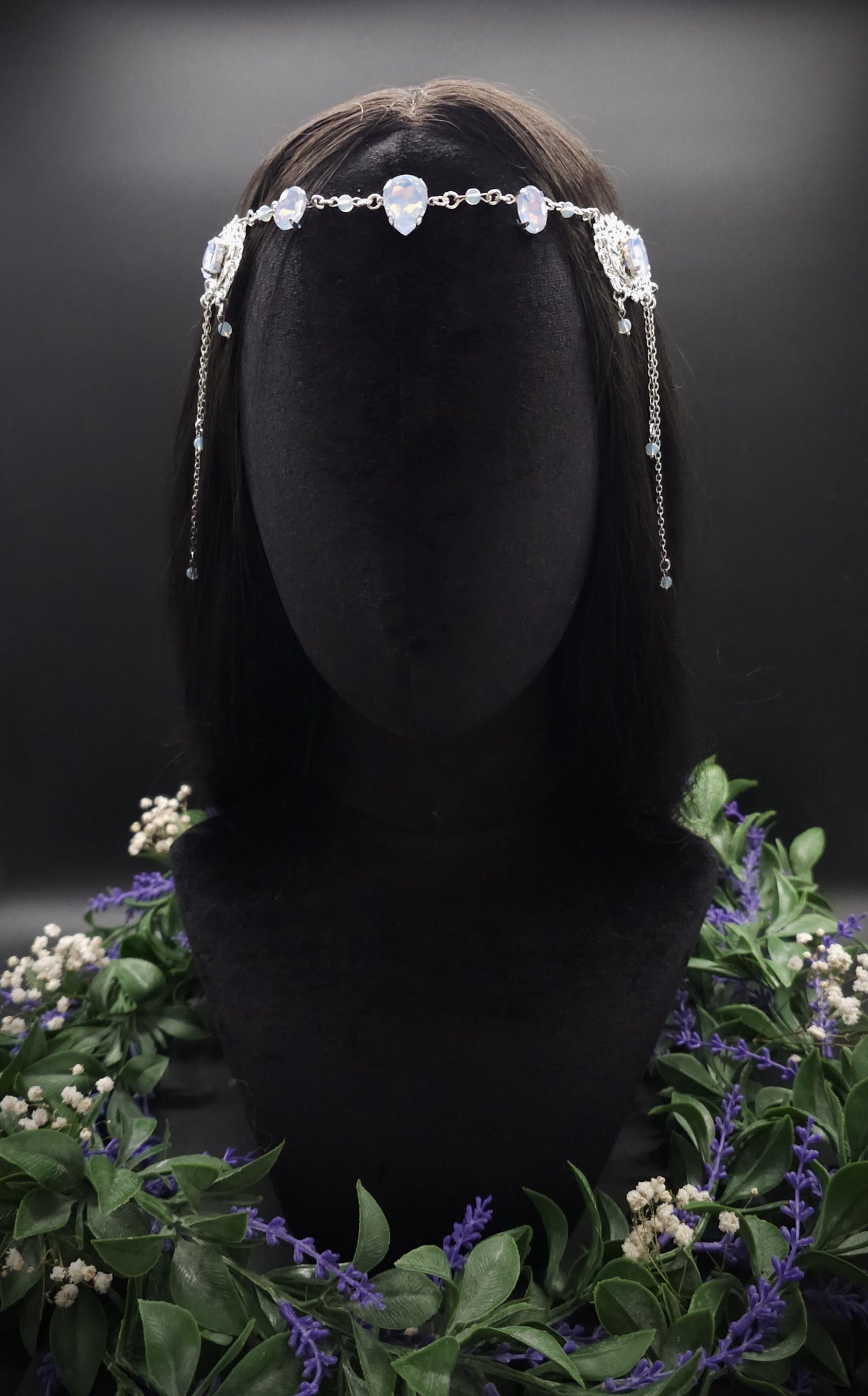 Opalith Headpiece ~ Collier 2-in-1 ~ Elfenkrone & Kette ~ Witchy Fantasy Schmuck ~ Filigranes Headpiece ~ Braut Schmuck ~ Größenverstellbar