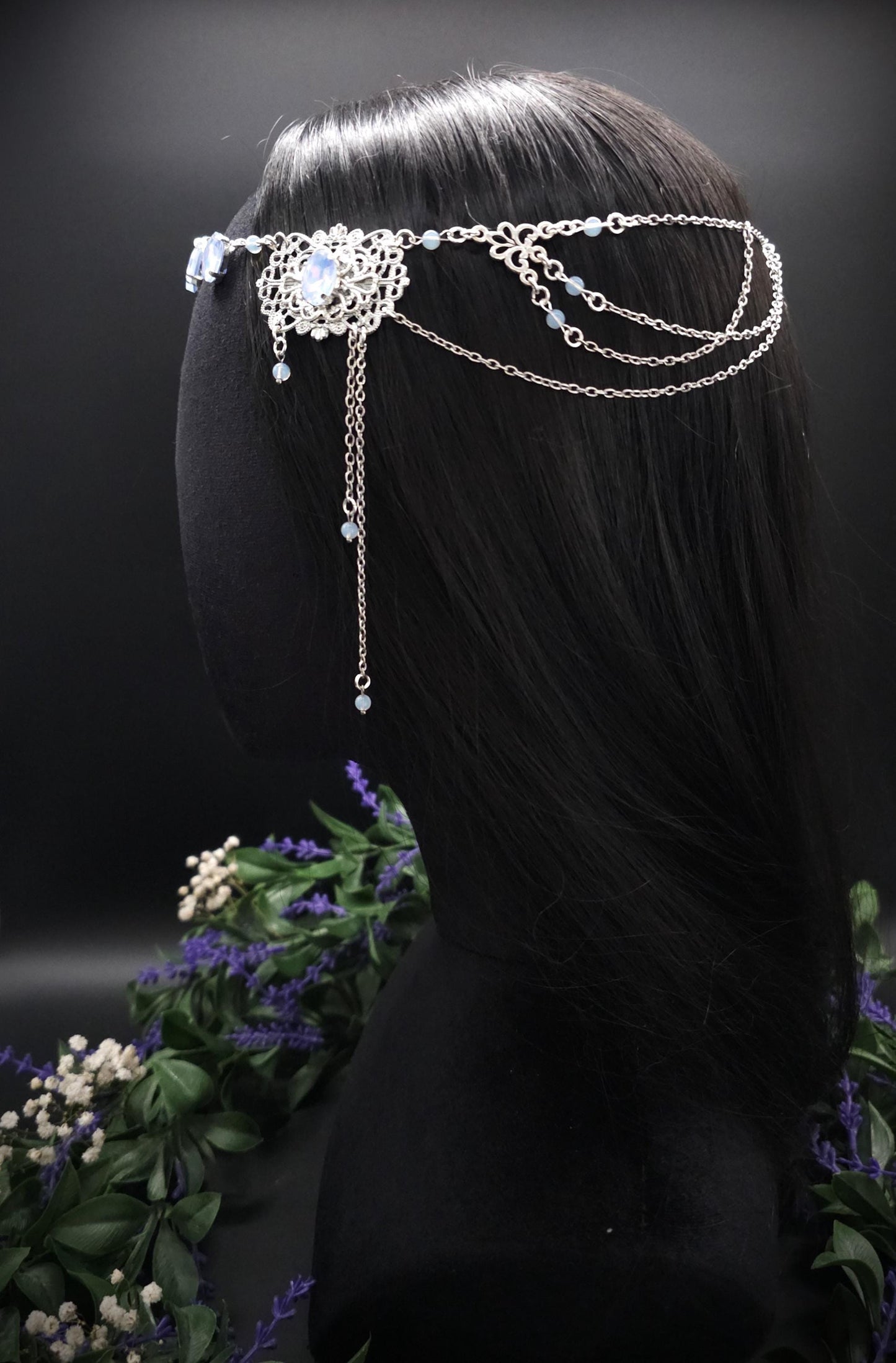 Opalith Headpiece ~ Collier 2-in-1 ~ Elfenkrone & Kette ~ Witchy Fantasy Schmuck ~ Filigranes Headpiece ~ Braut Schmuck ~ Größenverstellbar