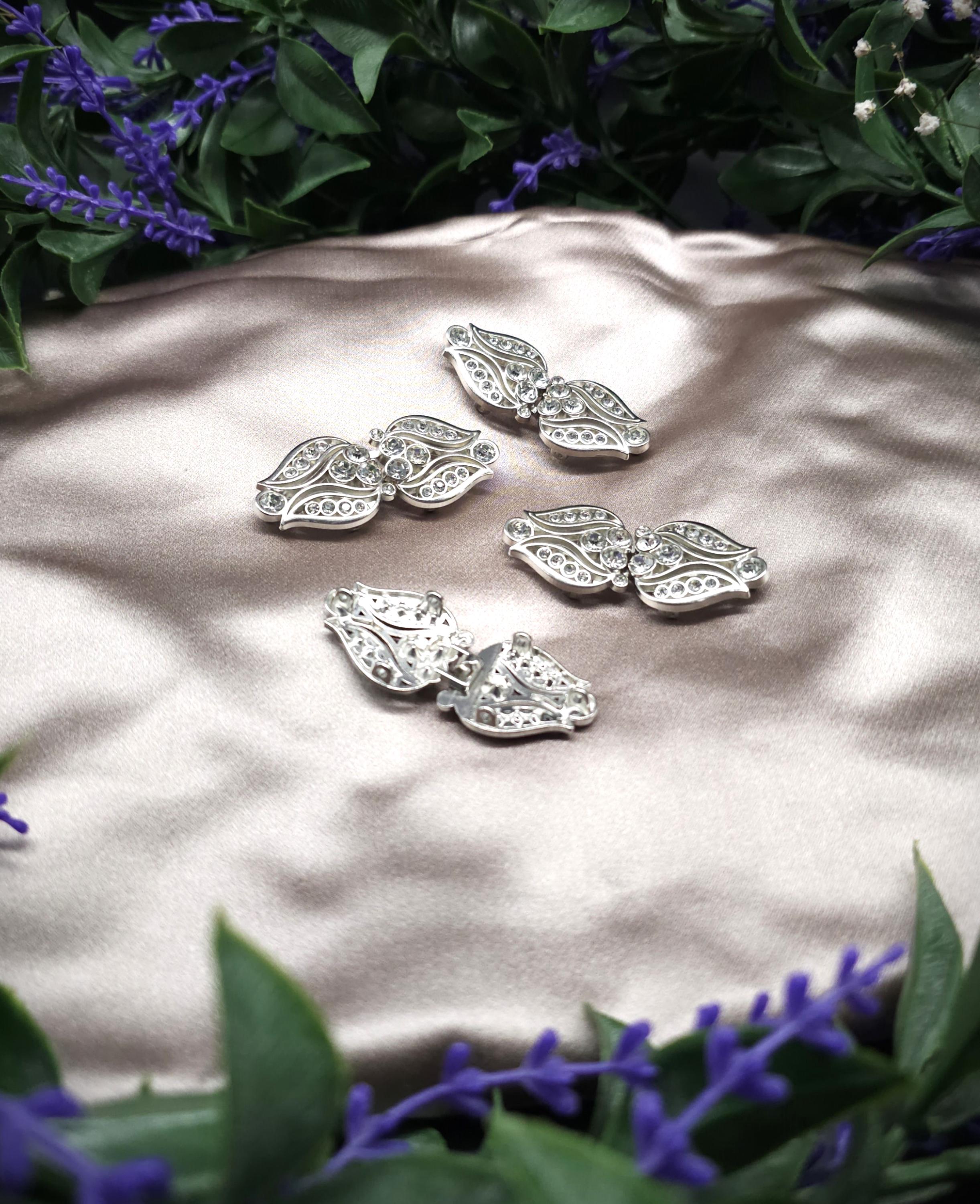 Vintage-Style Strass-Schließen ~ limitiert ~ Funkelnde Metallverschluss-Paare für DIY, Upcycling und Brautmode