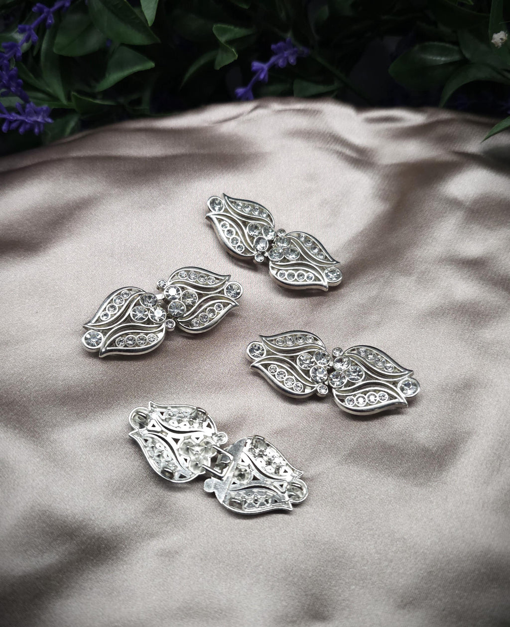 Vintage-Style Strass-Schließen ~ limitiert ~ Funkelnde Metallverschluss-Paare für DIY, Upcycling und Brautmode