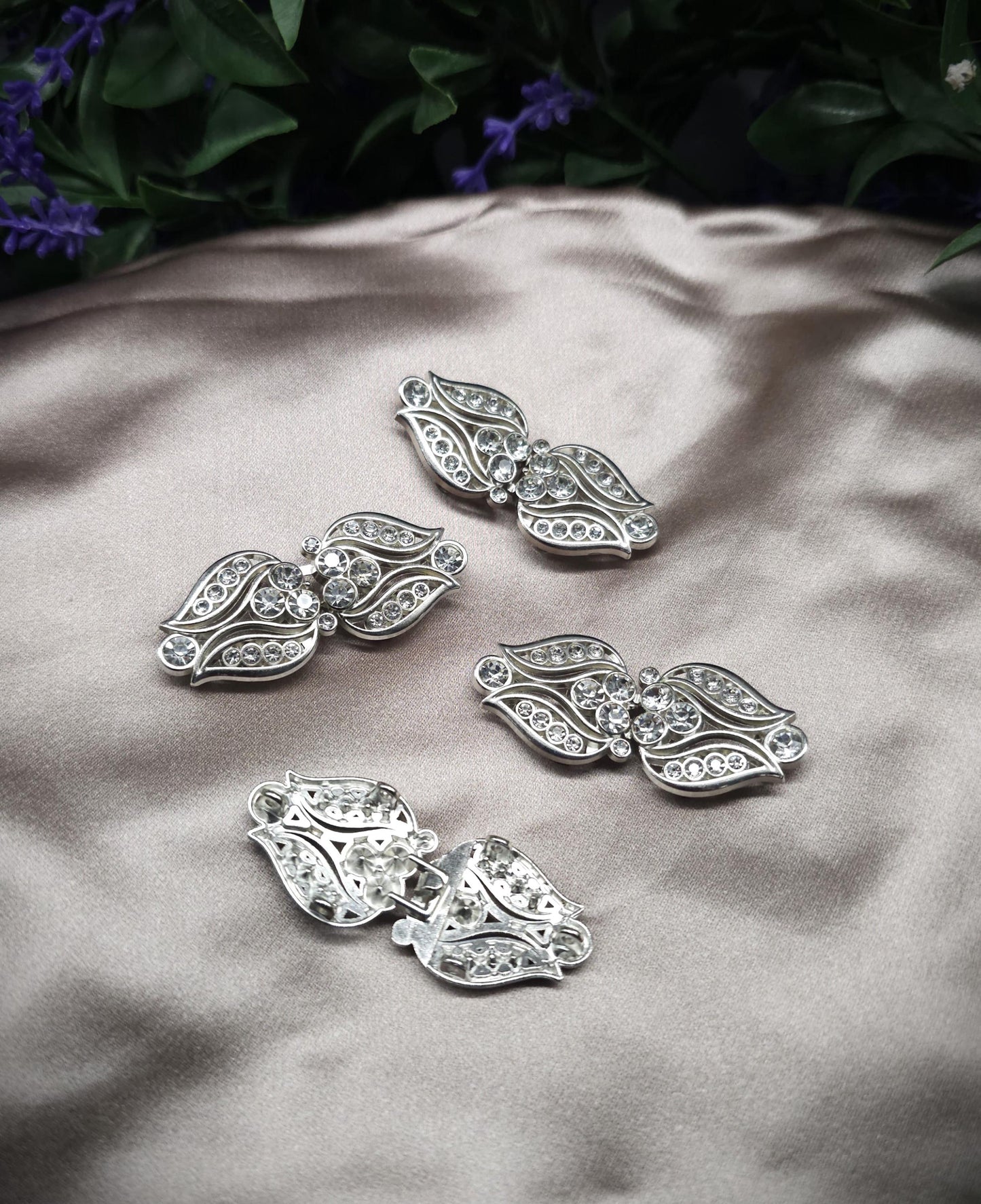 Vintage-Style Strass-Schließen ~ limitiert ~ Funkelnde Metallverschluss-Paare für DIY, Upcycling und Brautmode