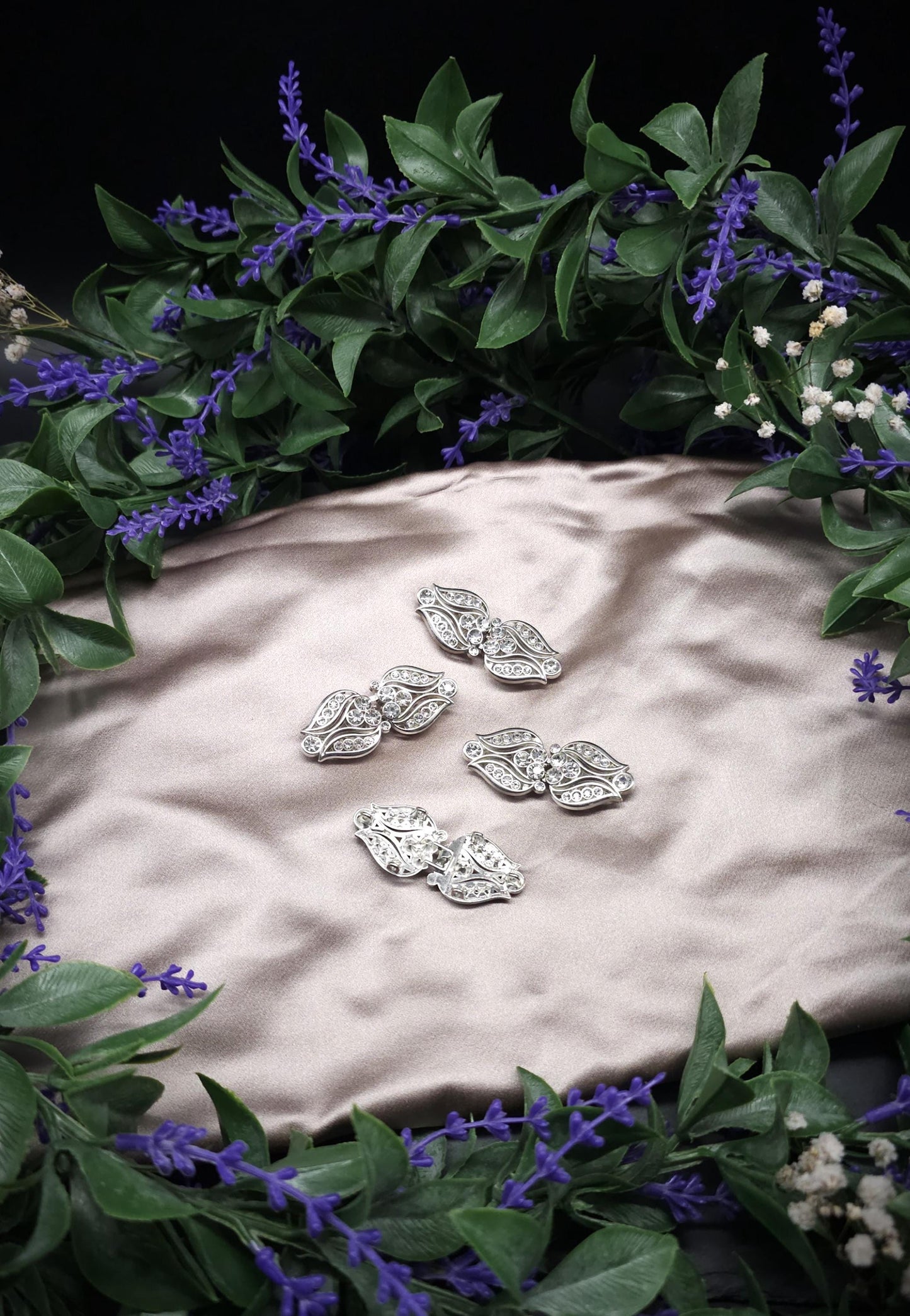 Vintage-Style Strass-Schließen ~ limitiert ~ Funkelnde Metallverschluss-Paare für DIY, Upcycling und Brautmode