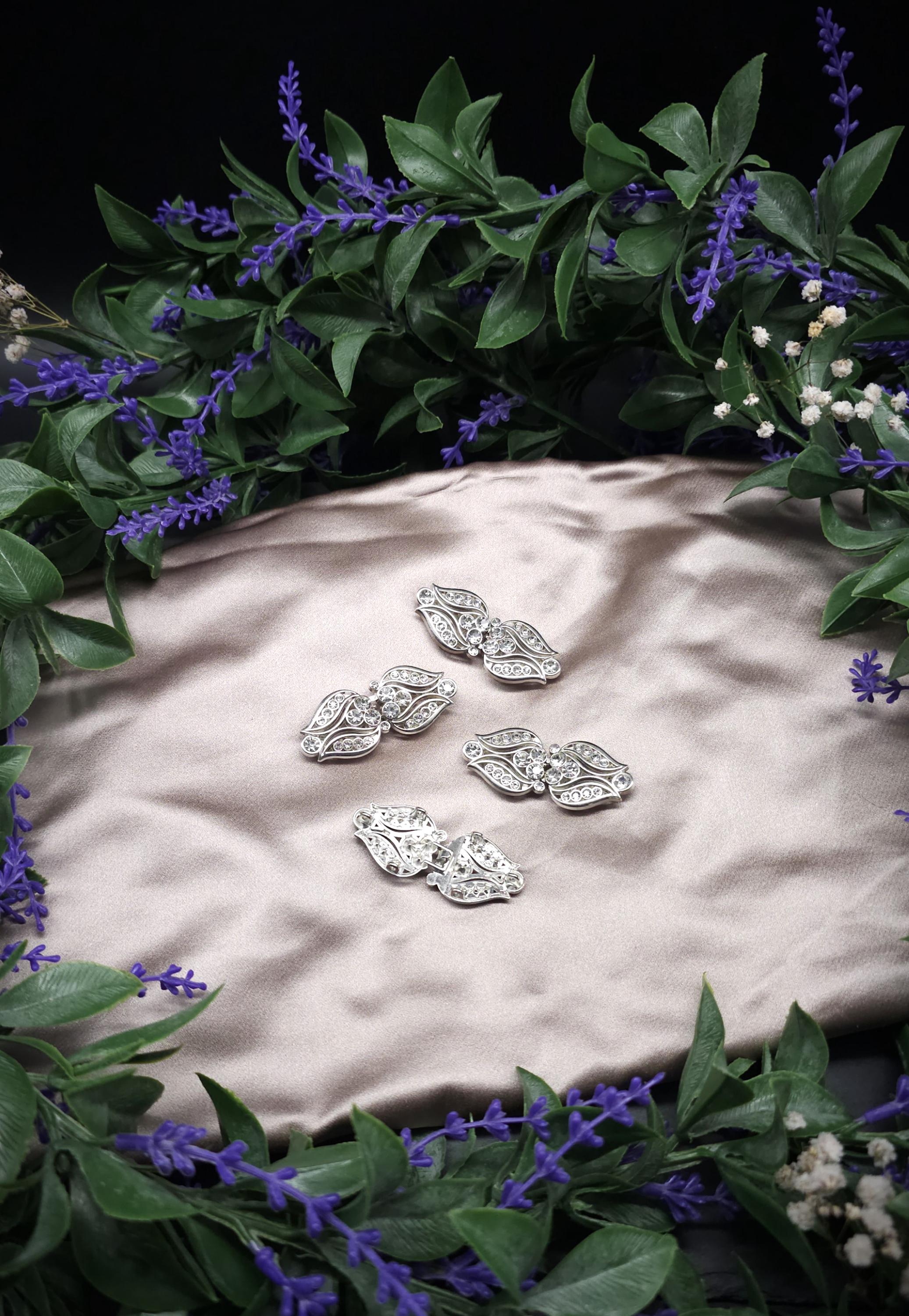 Vintage-Style Strass-Schließen ~ limitiert ~ Funkelnde Metallverschluss-Paare für DIY, Upcycling und Brautmode