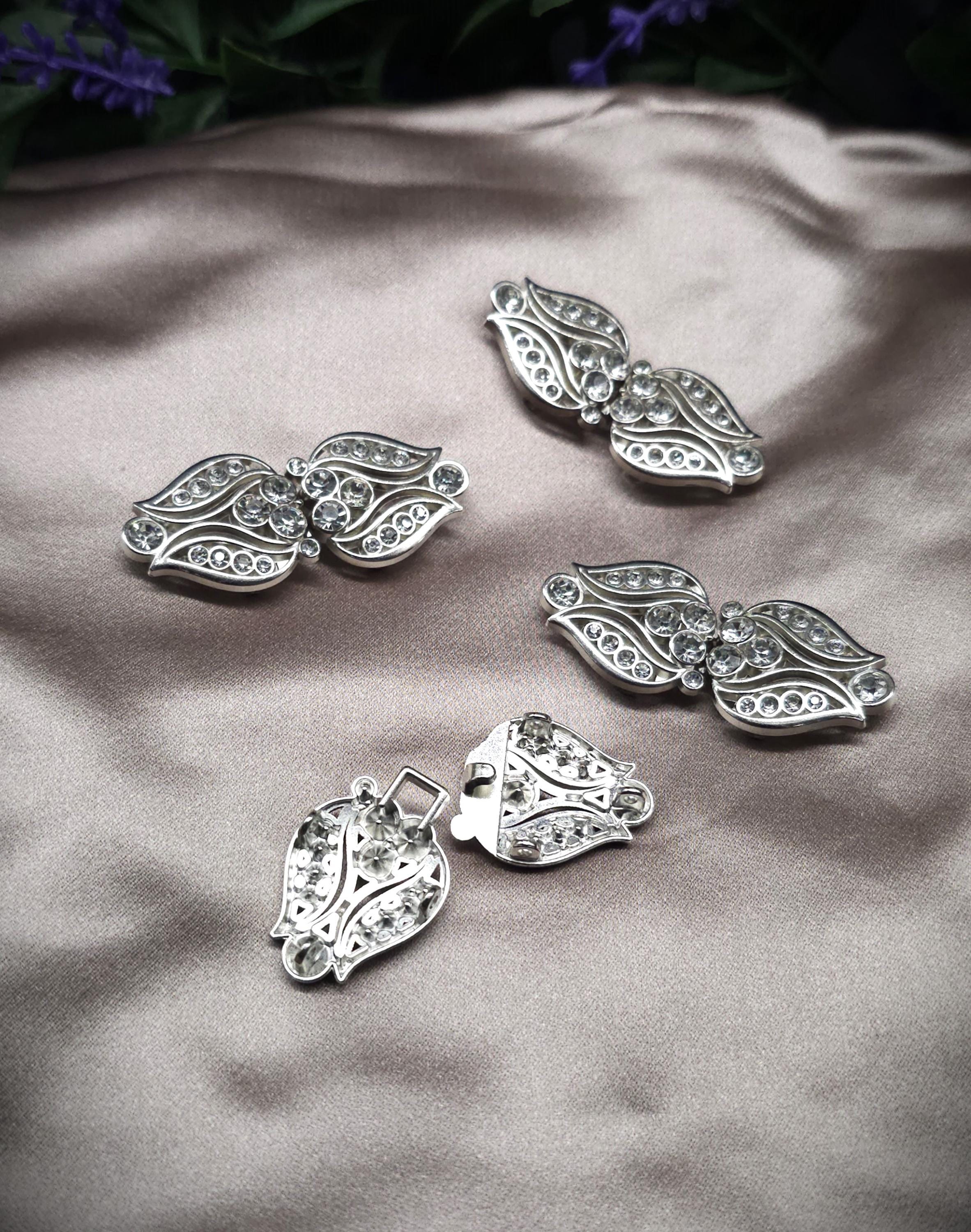 Vintage-Style Strass-Schließen ~ limitiert ~ Funkelnde Metallverschluss-Paare für DIY, Upcycling und Brautmode