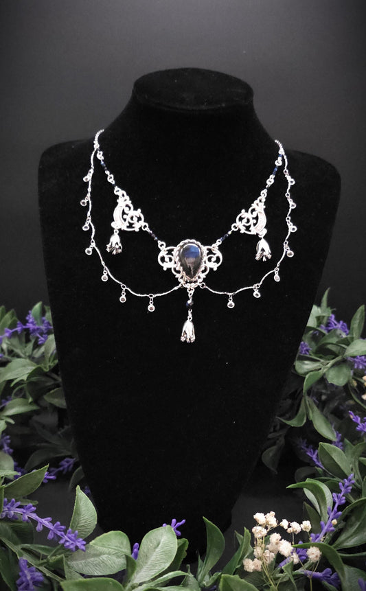 Art Nouveau Collier mit Labradorit, Schmuck für Hochzeit & LARP