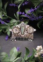 Dekorativer Haarkamm mit Labradorit, Fantasy & Vintage Kopfschmuck