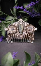 Dekorativer Haarkamm mit Labradorit, Fantasy & Vintage Kopfschmuck