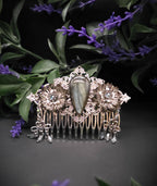 Dekorativer Haarkamm mit Labradorit, Fantasy & Vintage Kopfschmuck