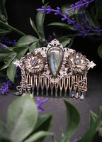 Dekorativer Haarkamm mit Labradorit, Fantasy & Vintage Kopfschmuck
