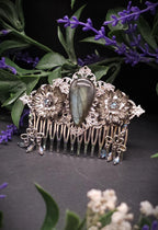 Dekorativer Haarkamm mit Labradorit, Fantasy & Vintage Kopfschmuck