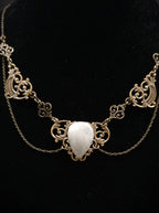 Art Nouveau Mondstein Halskette ~ filigrane Mond Kette ~ Jugendstil Collier ~ Größenverstellbar ~