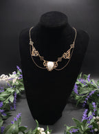 Art Nouveau Mondstein Halskette ~ filigrane Mond Kette ~ Jugendstil Collier ~ Größenverstellbar ~