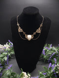Art Nouveau Mondstein Halskette ~ filigrane Mond Kette ~ Jugendstil Collier ~ Größenverstellbar ~