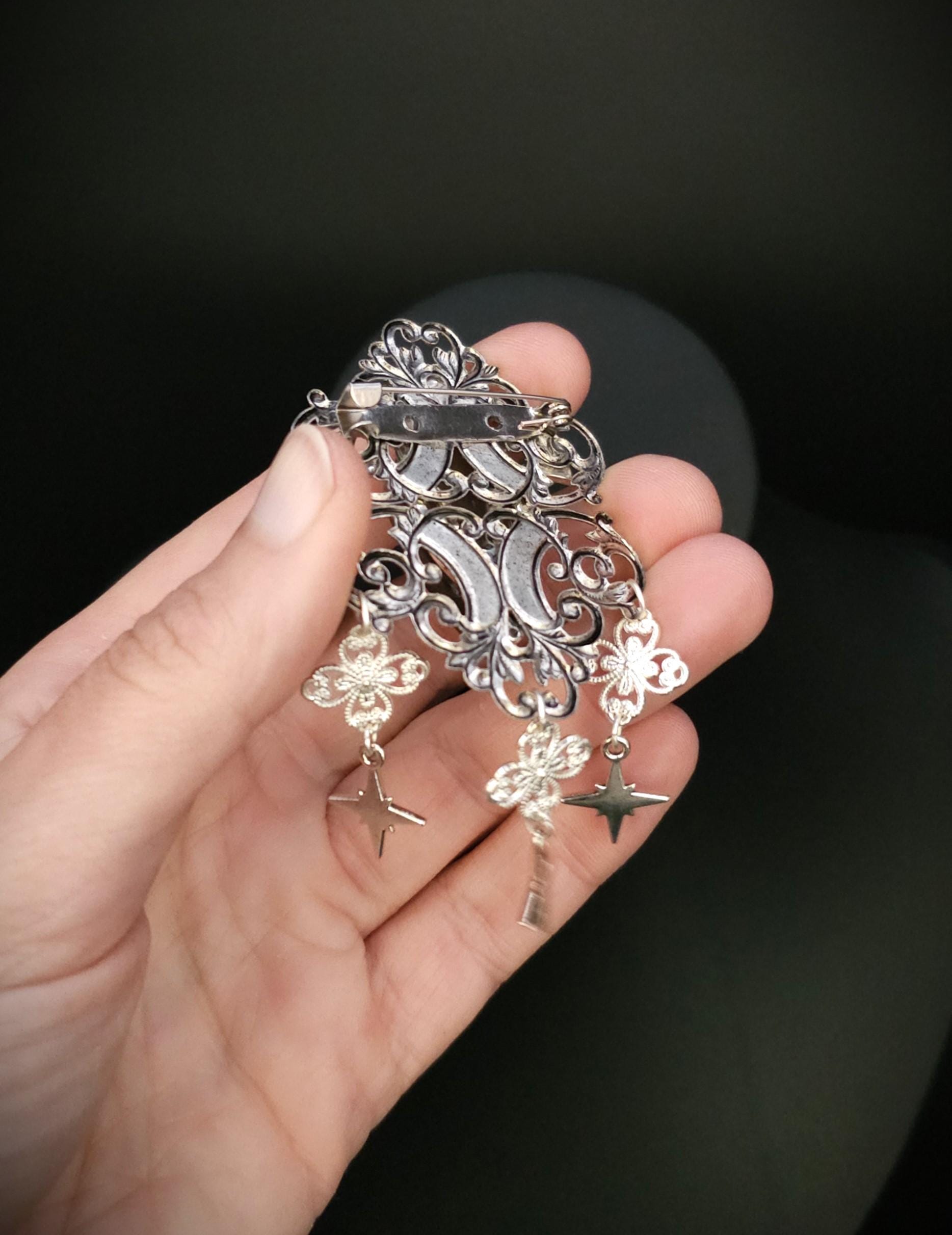 Art Nouveau Labradorit Brosche ~ Sternen Accessoire mit blauem Labradorit ~ Fantasy Gewandschmuck ~ Elfen Schmuck ~ LARP
