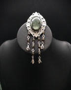 Art Nouveau Brosche mit Labradorit ~ Elfen Schmuck ~ Fantasy Gewandbrosche ~ Mittelalter Accessoire ~ Naturstein Brosche