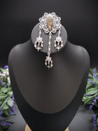 Labradorit Zirkonia Brosche ~ Art Nouveau Gewandschmuck ~ Fantasy Brosche mit Sternenanhängern ~ LARP Accessoire