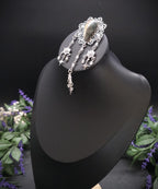Labradorit Zirkonia Brosche ~ Art Nouveau Gewandschmuck ~ Fantasy Brosche mit Sternenanhängern ~ LARP Accessoire