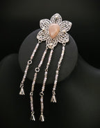 Pfirsich Mondstein Brosche ~ Art Nouveau–Blüten Pin ~ Elfen Schmuck ~ Fantasy Gewandschmuck ~ LARP Accessoire