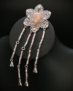 Pfirsich Mondstein Brosche ~ Art Nouveau–Blüten Pin ~ Elfen Schmuck ~ Fantasy Gewandschmuck ~ LARP Accessoire