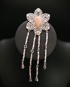 Pfirsich Mondstein Brosche ~ Art Nouveau–Blüten Pin ~ Elfen Schmuck ~ Fantasy Gewandschmuck ~ LARP Accessoire