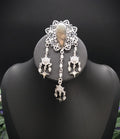 Labradorit Zirkonia Brosche ~ Art Nouveau Gewandschmuck ~ Fantasy Brosche mit Sternenanhängern ~ LARP Accessoire