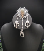 Labradorit Zirkonia Brosche ~ Art Nouveau Gewandschmuck ~ Fantasy Brosche mit Sternenanhängern ~ LARP Accessoire