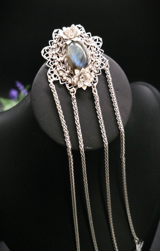 Labradorit Sternen Brosche ~ Art Nouveau Gewandschmuck ~ Fantasy Brosche ~ Elfen Schmuck ~ LARP Accessoire