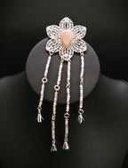 Pfirsich Mondstein Brosche ~ Art Nouveau–Blüten Pin ~ Elfen Schmuck ~ Fantasy Gewandschmuck ~ LARP Accessoire
