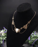Art Nouveau Mondstein Halskette ~ filigrane Mond Kette ~ Jugendstil Collier ~ Größenverstellbar ~