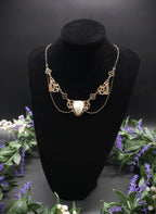 Art Nouveau Mondstein Halskette ~ filigrane Mond Kette ~ Jugendstil Collier ~ Größenverstellbar ~